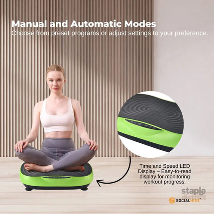 Social Hike 55cm Vibration Plate Machine Full Body Exercise Platform 200W Green - Appliances > Kitchen Appliances >