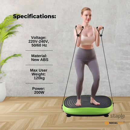 Social Hike 55cm Vibration Plate Machine Full Body Exercise Platform 200W Green - Appliances > Kitchen Appliances >