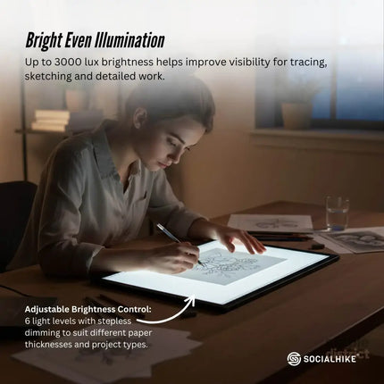 Social Hike A3 LED Light Pad Tracing Board Rechargeable USB-C 3000mAh Light Box - Baby & Kids > Baby & Kid’s Toys > Art