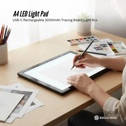 Social Hike A4 LED Light Pad Tracing Board Rechargeable USB-C 3000mAh Light Box - Baby & Kids > Baby & Kid’s Toys > Art