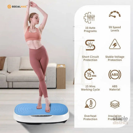 Social Hike Vibration Plate Machine Full Body Vibrating Exercise Platform Blue - Appliances > Kitchen Appliances >