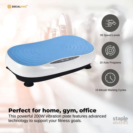 Social Hike Vibration Plate Machine Full Body Vibrating Exercise Platform Blue - Appliances > Kitchen Appliances >