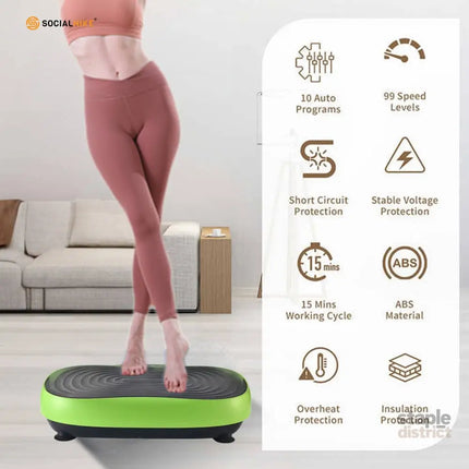 Social Hike Vibration Plate Machine Full Body Vibrating Exercise Platform Green - Appliances > Kitchen Appliances >