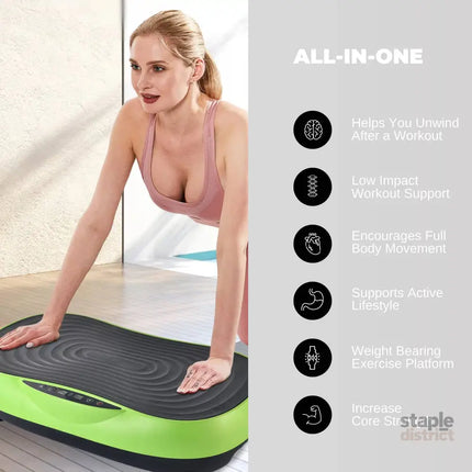 Social Hike Vibration Plate Machine Full Body Vibrating Exercise Platform Green - Appliances > Kitchen Appliances >