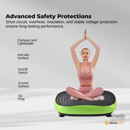 Social Hike Vibration Plate Machine Full Body Vibrating Exercise Platform Green - Appliances > Kitchen Appliances >