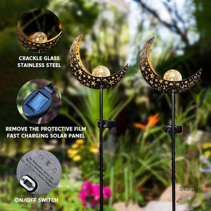 Solar Lights LED Garden Decor Outdoor Path Lights Lawn Light Lantern Lamp - 1X Moon - Home & Garden > Garden Lights >