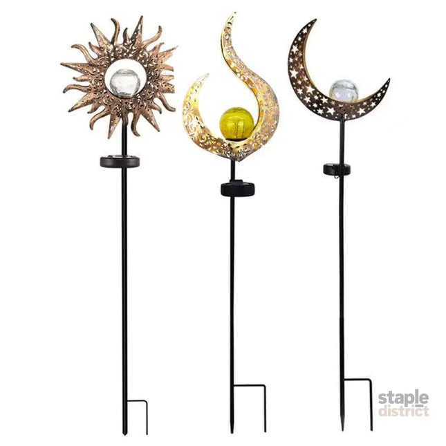 Solar Lights LED Garden Decor Outdoor Path Lights Lawn Light Lantern Lamp - 1X Moon - Home & Garden > Garden Lights >