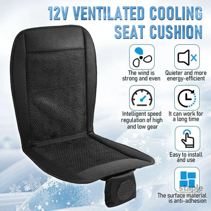 Spacer Car Cooling Seat Cushion-Fan System Black - Appliances > Fans > Portable Fans