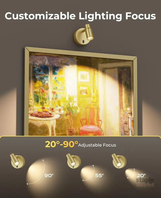 Spot Lights Indoor Rechargeable Picture Light with Remote Dimmable CCT Spotlight for Wall Art 6000mAh Battery Uplights