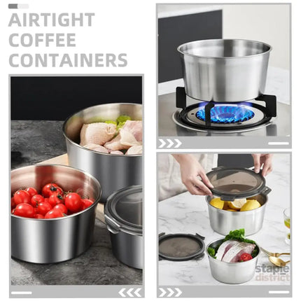 Stainless Steel Box Set 4pcs Sealed Lunch Food Container Refrigerator Use - Commercial > Packaging > Postage Satchels &