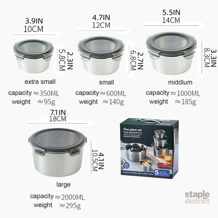 Stainless Steel Box Set 4pcs Sealed Lunch Food Container Refrigerator Use - Commercial > Packaging > Postage Satchels &