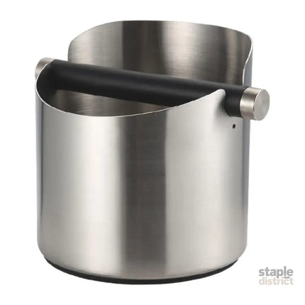 Stainless Steel Coffee Grounds Knock Box Round Tap Bucket for Household Espresso - Black - Appliances > Kitchen