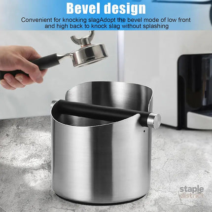 Stainless Steel Coffee Grounds Knock Box Round Tap Bucket for Household Espresso - Black - Appliances > Kitchen
