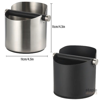 Stainless Steel Coffee Grounds Knock Box Round Tap Bucket for Household Espresso - Black - Appliances > Kitchen