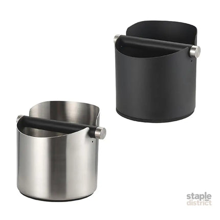 Stainless Steel Coffee Grounds Knock Box Round Tap Bucket for Household Espresso - Black - Appliances > Kitchen