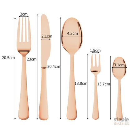 Stainless Steel Cutlery Set Glossy Knife Rose Gold-2006733055871553538
