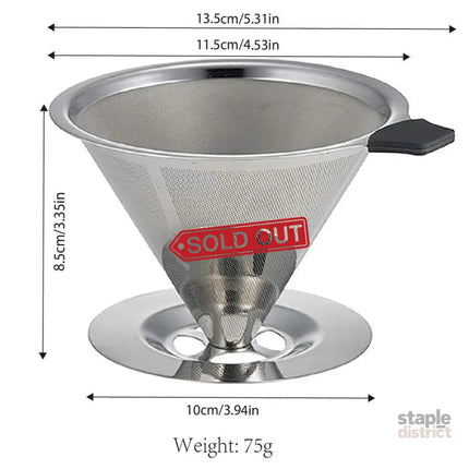 Stainless Steel Double Layer Hand Coffee Filter 600 Mesh Paper-Free Tea Funnel - Appliances > Kitchen Appliances >