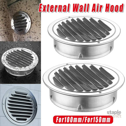 Stainless Steel Exhaust Fan Vent Outlet Flat Hood for Bathroom Kitchen Outlet - 150mm - Appliances > Fans > Exhaust Fans