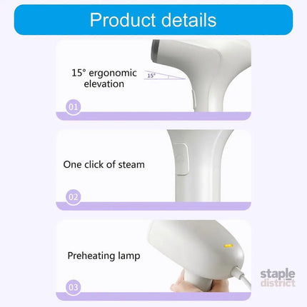 Stainless Steel Handheld Fabric Steamer Portable Travel Clothes Steamer White - Appliances > Washers Dryers & Irons >