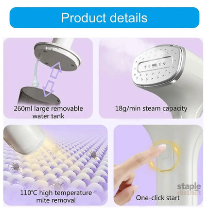 Stainless Steel Handheld Fabric Steamer Portable Travel Clothes Steamer White - Appliances > Washers Dryers & Irons >
