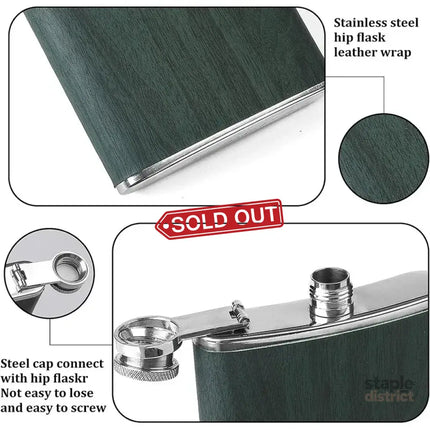 Stainless Steel Hip Flask Portable Wine Pot Flat Pocket Bottle Outdoor Travel - Outdoor Recreation > Camping > Camping