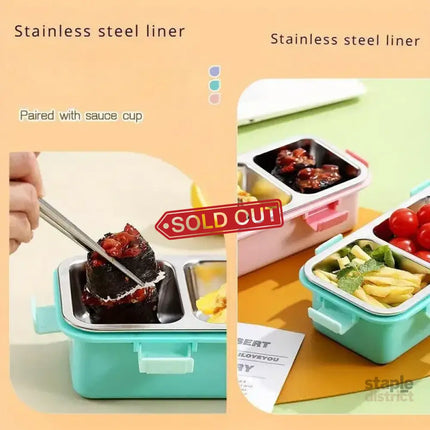Stainless Steel Lunch Box Compartment Bento Box Food Container for Meal Prep Use - Green - Outdoor Recreation >