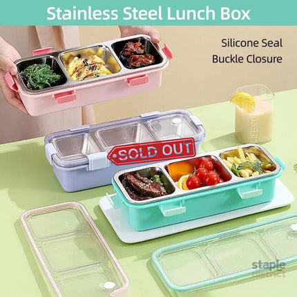 Stainless Steel Lunch Box Compartment Bento Box Food Container for Meal Prep Use - Green - Outdoor Recreation >