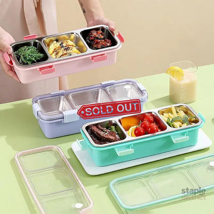 Stainless Steel Lunch Box Compartment Bento Box Food Container for Meal Prep Use - Pink - Outdoor Recreation > Iceboxes