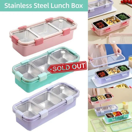 Stainless Steel Lunch Box Compartment Bento Box Food Container for Meal Prep Use - Pink - Outdoor Recreation > Iceboxes
