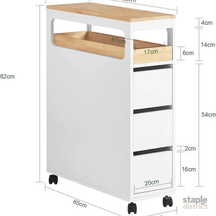 Storage Cart Narrow Cabinet Wheels Tray Drawers - Health & Beauty > Cosmetic Storage > Makeup Organisation & Storage