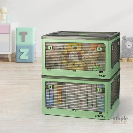 Storage Containers Stackable Lid Clothes S Green Small-2029387238168727559