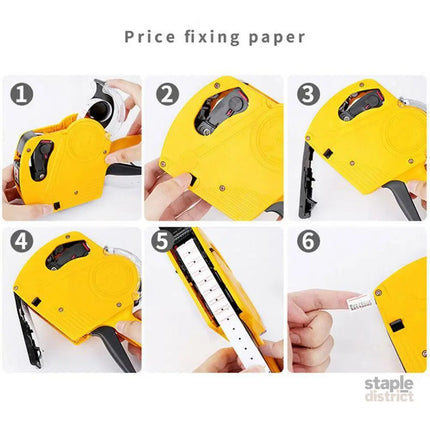 Tag Gun Labeller Kit With 6 Rolls Labels And 5 Inks Roller - Yellow - Electronics > Printer Accessories & Supplies >