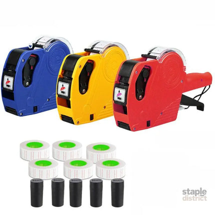 Tag Gun Labeller Kit With 6 Rolls Labels And 5 Inks Roller - Yellow - Electronics > Printer Accessories & Supplies >