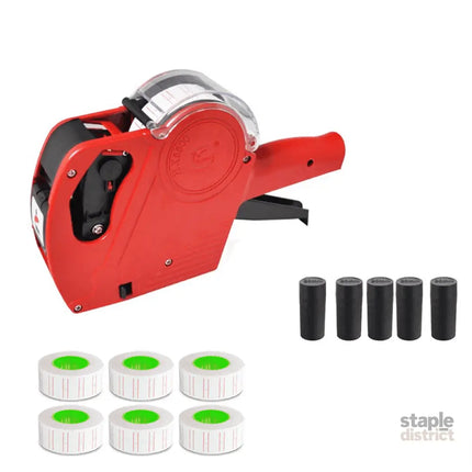 Tag Gun Labeller Kit With 6 Rolls Labels And 5 Inks Roller - Yellow - Electronics > Printer Accessories & Supplies >