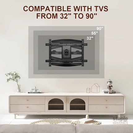 Telescopic Swivel and Tilt TV Monitor Wall Mount Bracket Load up to 85kg Full Motion Long Arm Bracket Max 48.5cm