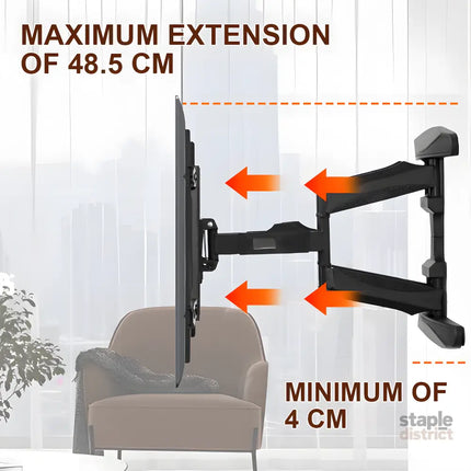 Telescopic Swivel and Tilt TV Monitor Wall Mount Bracket Load up to 85kg Full Motion Long Arm Bracket Max 48.5cm