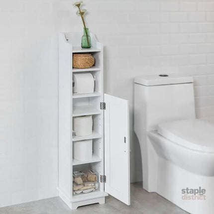 Toilet Paper Holder with Storage Freestanding Cabinet Toilet Brush Holder and Toilet Paper Dispenser 20x100x18 cm