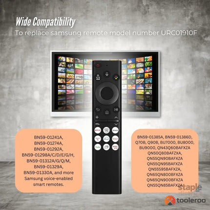 Tooleroo Smart TV Remote Control Replacement For Samsung Voice URC01910F - Appliances > TV > TVs & Accessories