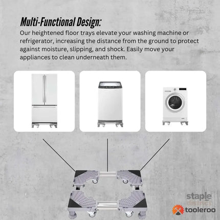 Tooleroo Washing Machine Stand - 300Kg Adjustable Wheeled Fridge Appliance Base - Appliances > Washers Dryers & Irons >