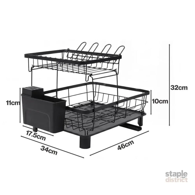 Toque 2 Tier Drying Rack Kitchen Organizer Storage Plate Drainer Cutlery Holder-2061251870420242434