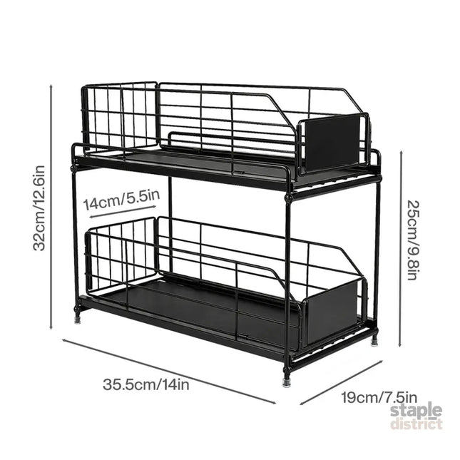 Toque 2 Tier Pull Out Cabinet Organizer Sliding Kitchen Storage Rack Under Sink-2050059016155041794