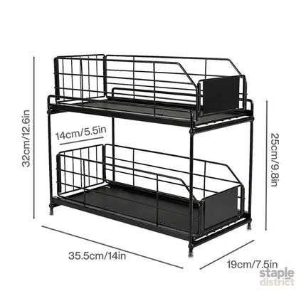 Toque 2 Tier Pull Out Cabinet Organizer Sliding Kitchen Storage Rack Under Sink-2050059016155041794