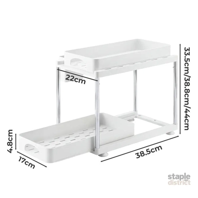 Toque 2 x Under Sink Organizer 2 Tier Cabinet Storage Rack Adjustable Kitchen-2050056777659191298