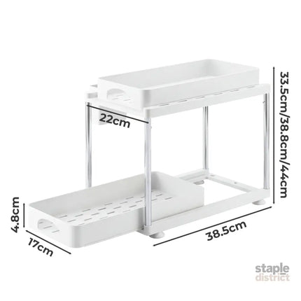 Toque 2 x Under Sink Organizer 2 Tier Cabinet Storage Rack Adjustable Kitchen-2050056777659191298