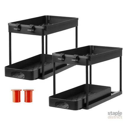 Toque 2 x Under Sink Organizer 2 Tiers Storage Sliding Drainage Kitchen Bathroom-2050056777474641920