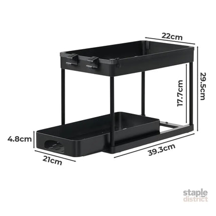 Toque 2 x Under Sink Organizer 2 Tiers Storage Sliding Drainage Kitchen Bathroom-2050056777474641922
