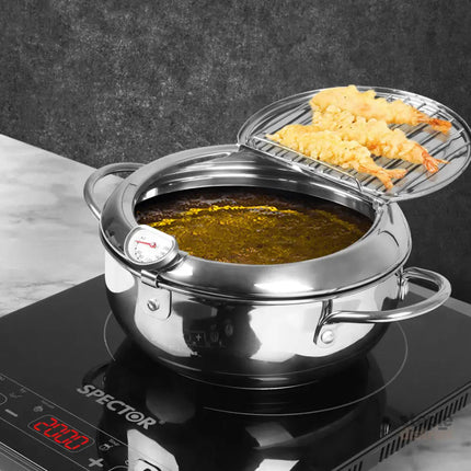 TOQUE 24cm Japanese Deep Frying Pan Silver-2029387268027977734
