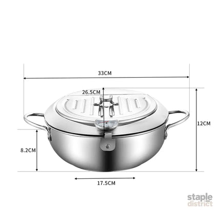 TOQUE 24cm Japanese Deep Frying Pan Silver-2029387268027977730