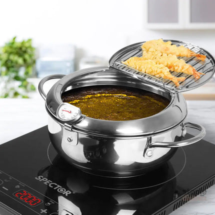 TOQUE 24cm Japanese Deep Frying Pan Silver-2029387268027977735