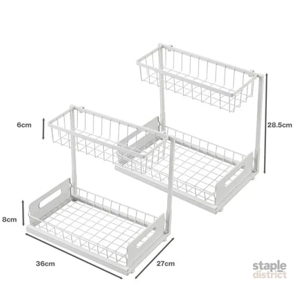 Toque 2x Under Sink Storage Rack Kitchen Cabinet Organiser 2-Tier Shelving Home-2050059015005802498